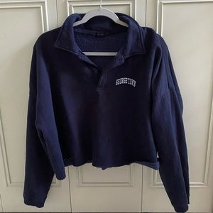 Brandy Melville Navy Blue Cropped Quarter Button